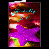 Danish Glædelig Jul,Godt Nytår Purple Star cards