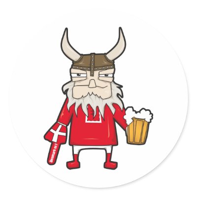Danish Viking Fan round sticker