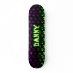 Danny skateboard green fire and flames design