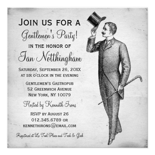 Dapper Gentlemen's Party Invitations