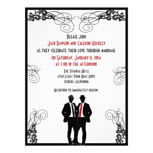 Dapper Grooms Custom Wedding Invitations