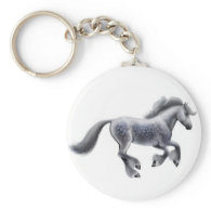 Dappled Grey Draft Horse Keychain