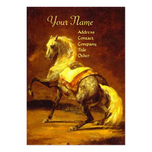 DAPPLED GREY HORSE Monogram, Black Business Card Template (front side)