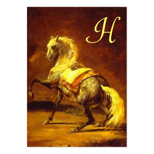 DAPPLED GREY HORSE Monogram, Black Business Card Template (back side)