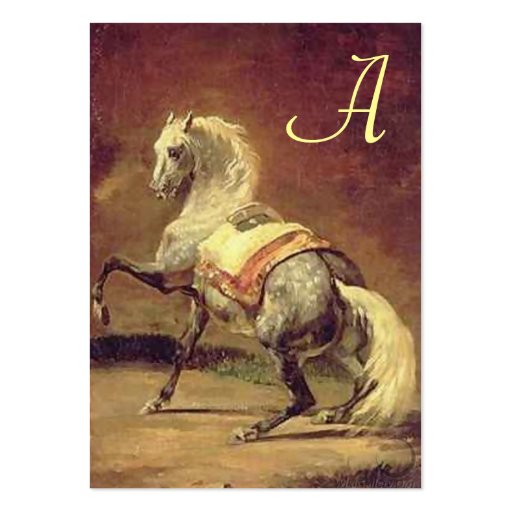 DAPPLED GREY HORSE Monogram Cream Business Cards (back side)