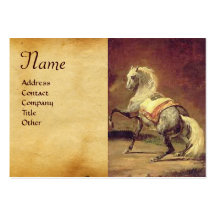 DAPPLED GREY HORSE Parchment Monogram Business Card Template