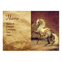 DAPPLED GREY HORSE Parchment Monogram Business Card Template