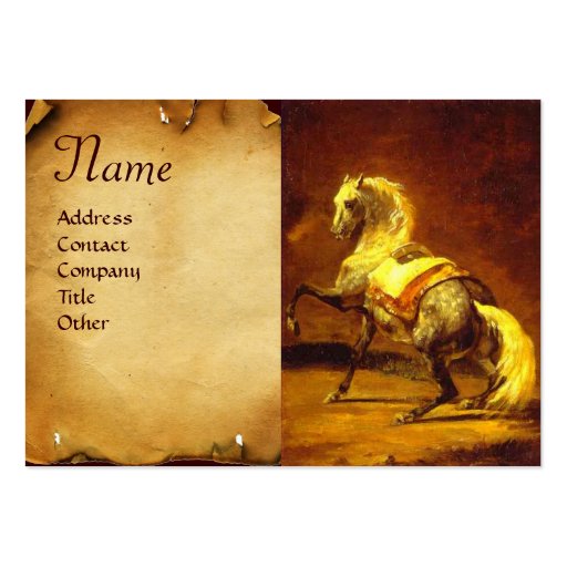 DAPPLED GREY HORSE Parchment Monogram Business Cards