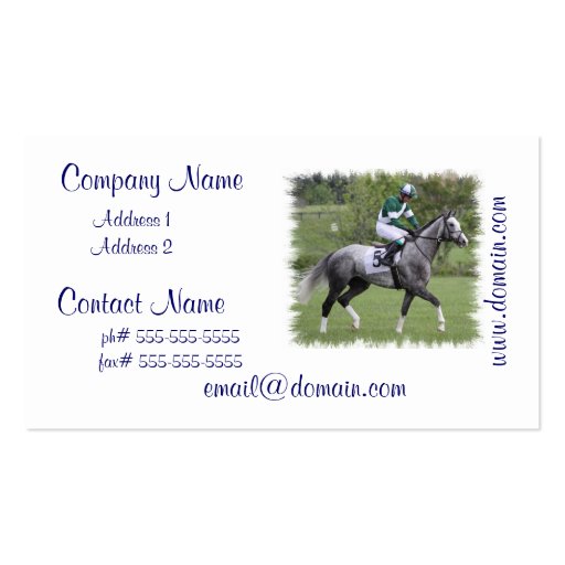 Dappled Grey Race Horse Business Cards (front side)