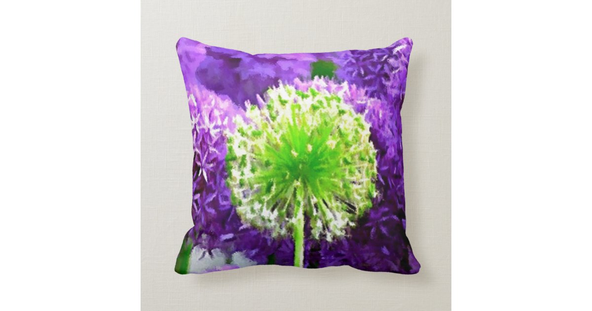 Dare to Be Different Lime Green Purple Flowers Throw Pillow Zazzle