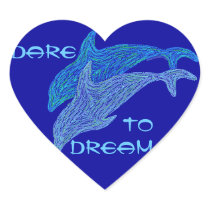 Dare To Dream Dancing Dolphins Fun Heart Stickers