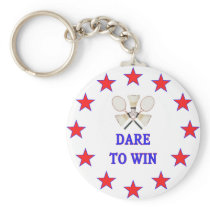 Dare To Win Badminton Keychain