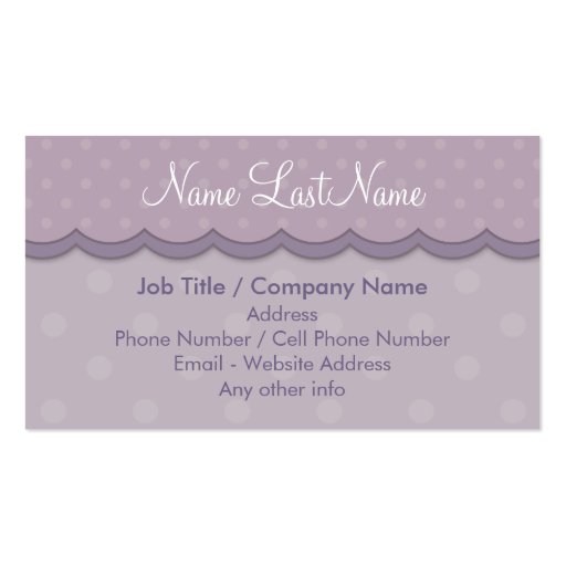 Dark and Light Purple Polka Dots Design Business Card Template (front side)