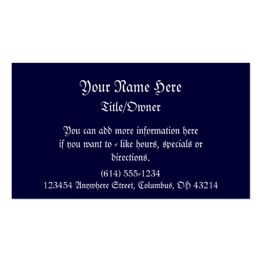 Dark Angel & Dark Night Vampire/Fantasy Biz Cards Business Card Template (back side)