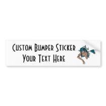 Dark Aqua Blue 3D Mermaid Bumper Sticker