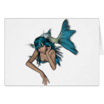 Dark Aqua Blue 3D Mermaid Cards