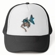 Dark Aqua Blue 3D Mermaid Mesh Hat