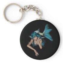 Dark Aqua Blue 3D Mermaid Keychain