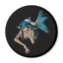 Dark Aqua Blue 3D Mermaid Fridge Magnet