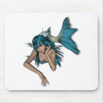 Dark Aqua Blue 3D Mermaid Mouse Pad