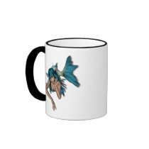 Dark Aqua Blue 3D Mermaid Coffee Mug