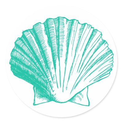 Dark Aqua Sea Shell Sticker