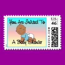 Dark Baby Boy Shower Stamp stamps