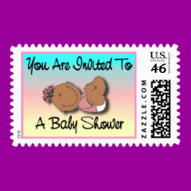 Dark Baby Girl Shower Postage stamps