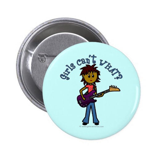 Dark Bass Guitar Girl Button