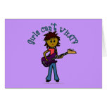 Dark Bass Guitar Girl Greeting Card