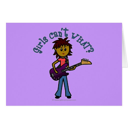 Dark Bass Guitar Girl Greeting Card