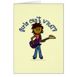 Dark Bass Guitar Girl Greeting Cards