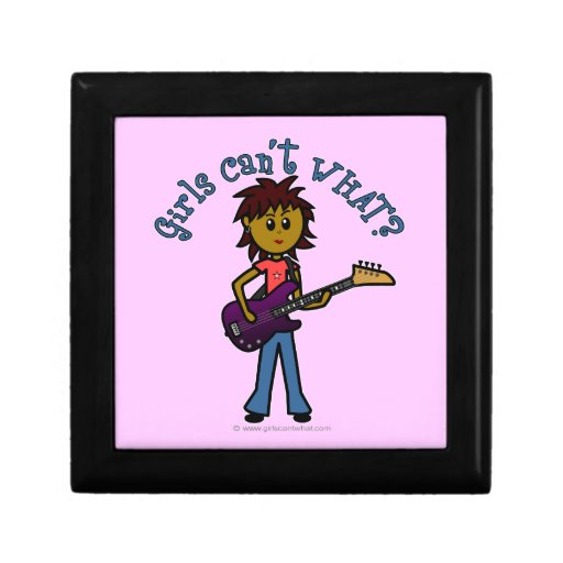 Dark Bass Guitar Girl Keepsake Boxes
