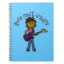 Dark Bass Guitar Girl Spiral Notebook