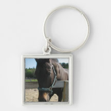 Dark Bay Thoroughbred Horse Keychain