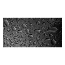 Dark Black Water Droplets Textured Design Customized Photo Card