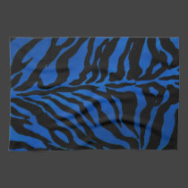 Dark Blue and Black Zebra Striped Hand Towel kitchen towels