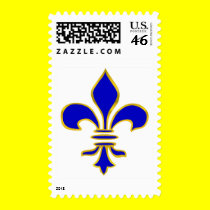 Dark blue  and gold fleur de lis postage stamp stamps