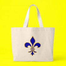 Dark blue  and gold fleur de lis tote bag