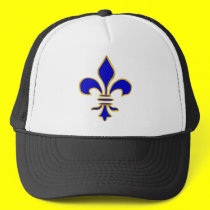 Dark blue  and gold fleur de lis trucker hat hats