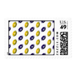 Dark Blue and Gold Football Pattern Postage Stamp