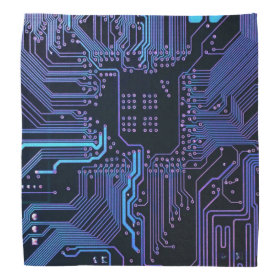Dark Blue and Purple Cool Computer Circuit Board Bandana
