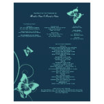 Dark Blue and Teal Butterfly Wedding Program letterhead