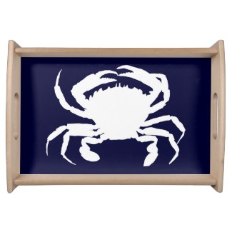 Dark Blue and White Crab Shape Serving Tray