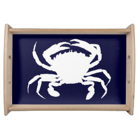 Dark Blue and White Crab Shape Serving Trays