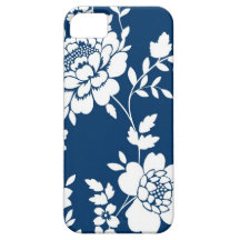 Dark Blue and white flower design iPhone 5 case