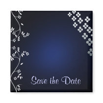 Dark blue asian themed save the date magnets