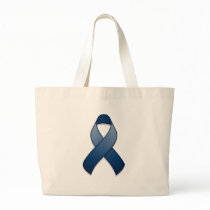 Dark Blue Awareness Ribbon Bag by jamieco Dark Blue Awareness Ribbon Bag