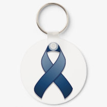 Dark Blue Awareness Ribbon Keychain by jamieco Dark Blue Awareness Ribbon Keychain