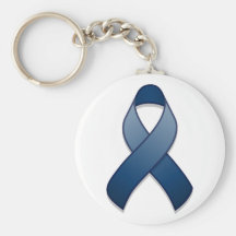 Dark Blue Awareness Ribbon Keychain